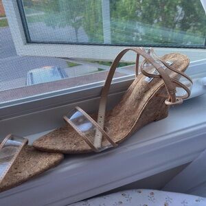 Cape Robbin Cork Wedge Clear Straps